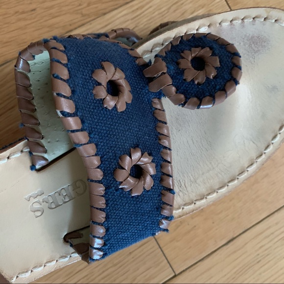 Jack Rogers Denim Blue Brown Flat Sandals 6 - Picture 6 of 6